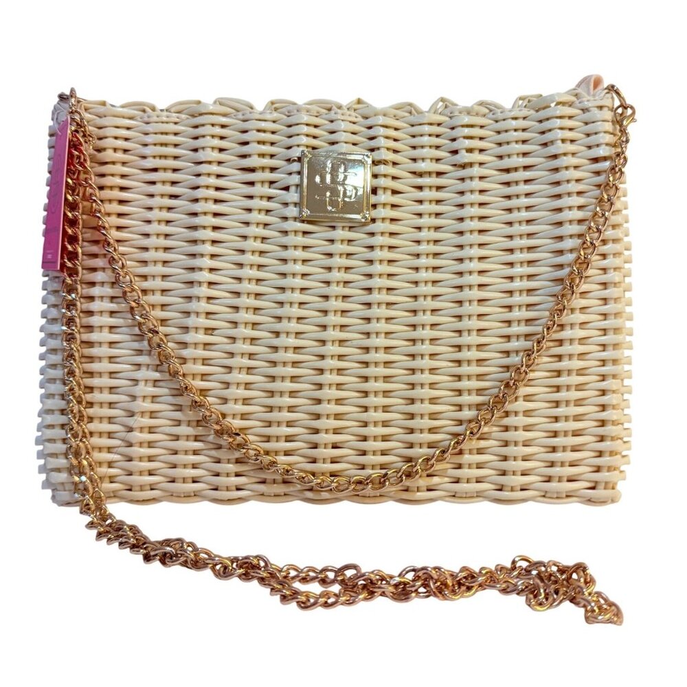 Simply Southern Key Largo Crossbody Cream Gold Tone Chain Strap Purse Summertime
